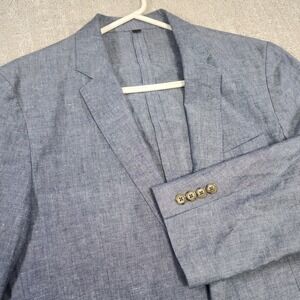 J Crew Blazer Men 40R Ludlow Slim Fit Linen Blend Chambray Somelos Unstructured